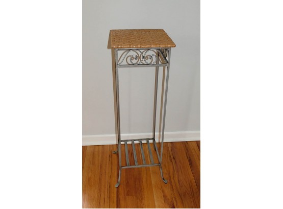 Tall Wrought Metal & Wicker Plant Stand