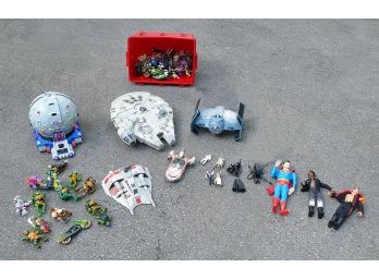 Large Toy Figurine Lot - Star Wars, Mutant Ninja Turtles, GI Joe, Superman - 1990's