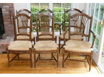 Set Of 6 Wheat Sheaf Back Dining Chairs