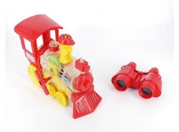 Rare 1970's Playskool Express Locomotive & Red Toy Binoculars