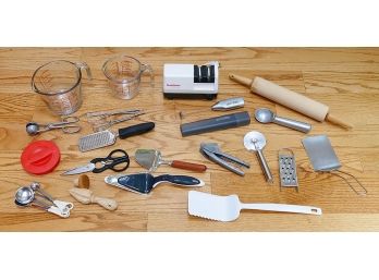 Kitchen Utensil Lot - Knife Sharpener, Milk Frother, And More