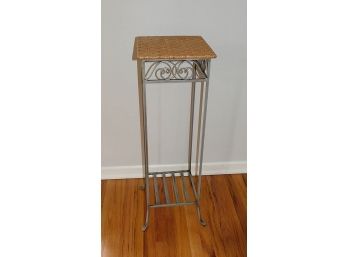 Tall Wrought Metal & Wicker Plant Stand