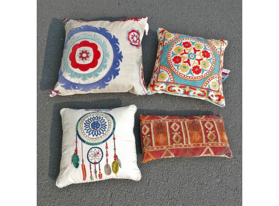 Embroidered And Woven Throw/Accent Pillow Lot (4)