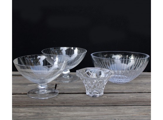 Lot Of 4 Crystal/Glass Serving, Mixing, Candy Bowls
