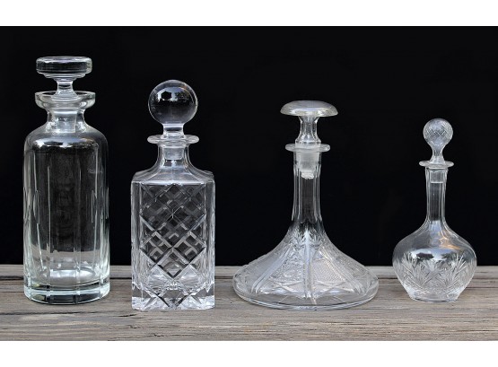 Lot Of 4 Different Crystal/Glass Decanters & Cruets