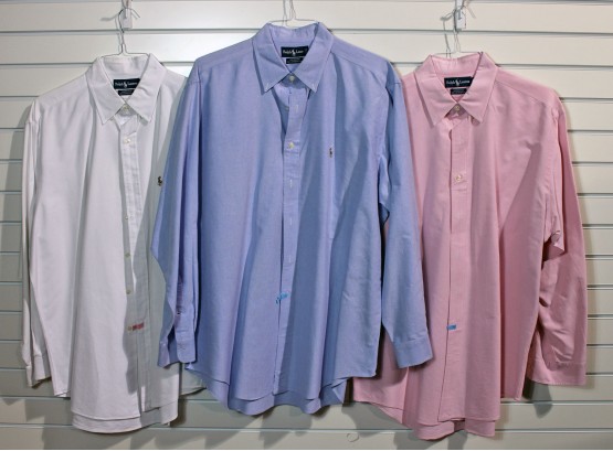 Lot Of 3 Men's Ralph Lauren Yarmouth Oxford Shirts - Size 17 - 35