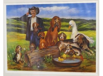 Buddy Ebsen (Beverly Hillbillies) Framed Lithograph 'Welll Doggies' - Signed & Numbered - Folk Art
