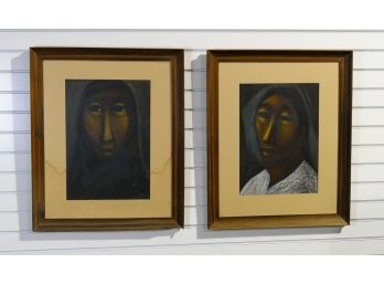 Pair Of Original 1960s Arturo Nieto (Ecuadorian, 20th C) Gouache Paintings - Latin American Folk Art