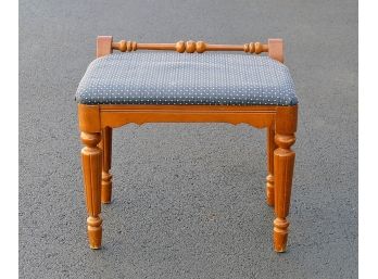 Small Carved Wooden Upholstered Bench