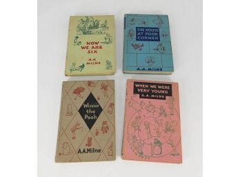 4 Different A.A. Milne Books - Winnie The Pooh, When We Were Young, Etc - Circa 1950s