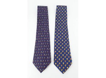 2 Salvatore Ferragamo Men's Silk Ties - In Excellent Condition - Original Cost $190 Each ($380)