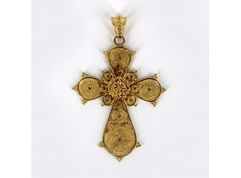 18KT Gold Greek Byzantine Style Cross Pendant - 3.8 Grams