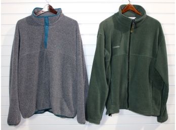 Lot Of 2 Men's Fleece Jackets - L.L. Bean Pullover & Columbia Full-Zip - Size Large