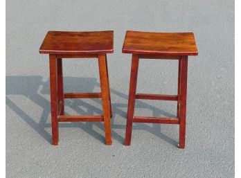 Pair Of Wooden 24' Counter Stools