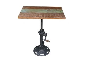 Crank Jack Industrial Adjustable Side Table