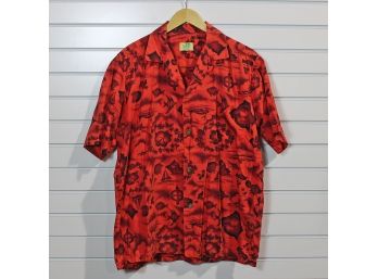 Vintage Ui-Maikai Red Map Print Hawaiian Aloha Shirt