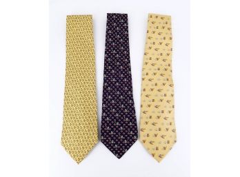 3 Salvatore Ferragamo Men's Silk Ties - Original Cost $190 Each ($570)