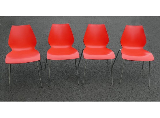 Set Of 4 - Kartell Maui Modern Stacking Chairs By Vico Magistretti