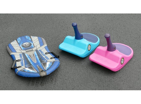 Snow Sled Lot - Pair Of Zipfy Mini-Luge & Sno-Storm Sled