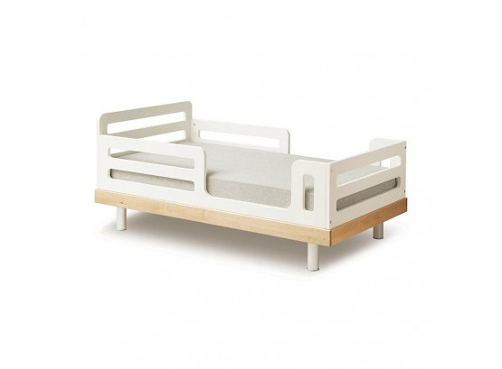 Oeuf Modern Classic Toddler Bed In White/Birch - Includes 2 Unused Mattresses - Cost $950