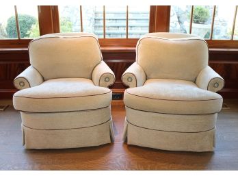 Pair Of Custom Lewis Mittman Club Chairs - Down Cushions