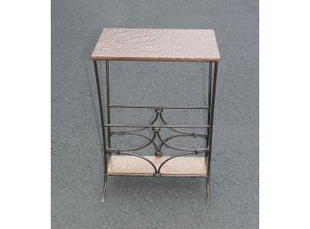Wrought Metal And Hammered Copper Side Table