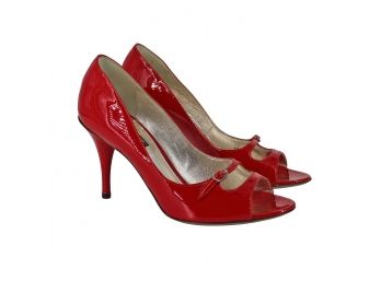 Dolce & Gabbana Red Patent Leather Peep-Toe Pumps - Size 36.5 IT | 6.5 US