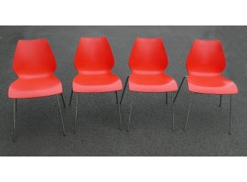 Set Of 4 - Kartell Maui Modern Stacking Chairs By Vico Magistretti