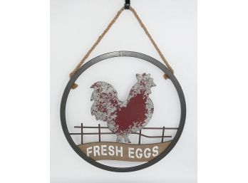 Hanging Metal Decorative Sign - Fresh Eggs
