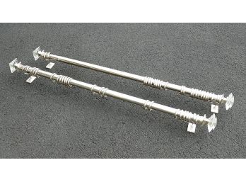 Pair Of Restoration Hardware Custom Estate Curtain Rods With Crystal Square Finials - $1560 Cost