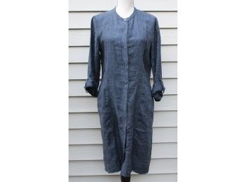 Eileen Fisher 100% Linen Snap Front Shirt Dress - Size S (Cost $275)