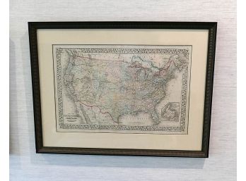 1871 Hand-Colored S.A. Mitchell Lithographic Map Of The United States And Territories