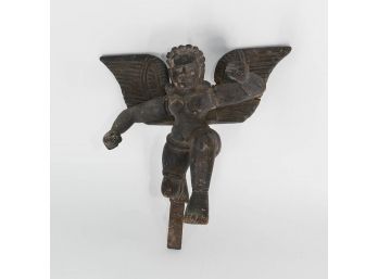 Antique Wood Female Winged Angel/Goddess Mounted Figurine