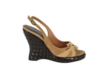 Bottega Veneta Suede Intrecciato Platform Wedge Sandals - Size 36.5 IT | 6.5 US