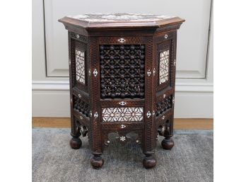 Moroccan Inlaid Mother Of Pearl Hexagon Side/Occasional Table