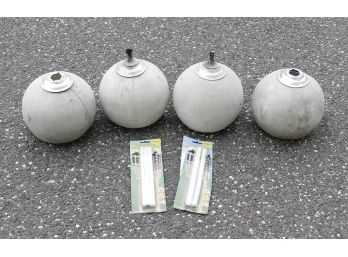 Lot Of 4 Cement Sphere Oil Lamps