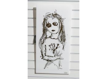 Elsie Ralph Silkscreen On White Plexiglass 'Young Girl With Flower'