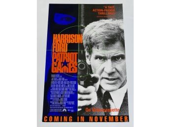 Original One-Sheet Movie Poster - Patriot Games (1992) - Harrison Ford