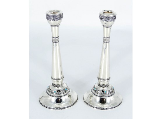 8.5' Filigree Sterling Silver Candlesticks By Zadok (Israel) - $1400 Retail