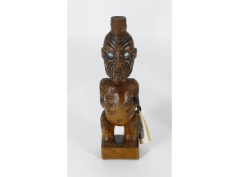 Des Mohi Carved Wood Sculpture - Maori Warrior (New Zealand)