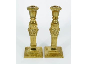Pair Of Lacquered Brass Candle Holders