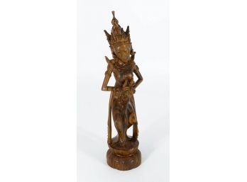 Balinese Carved Wood Sculpture Of Saraswati