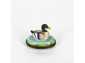 Limoges France Porcelain Duck Pill Trinket Box