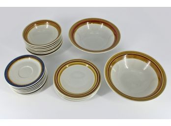 Vintage Haniwa Stone Ware Japan Plates & Bowls