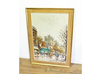Antonio DeVity Original Oil On Canvas - Paris Street Scene
