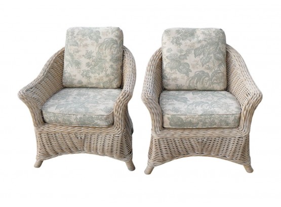 Pair Of Palecek Natural Wicker Tub Chairs