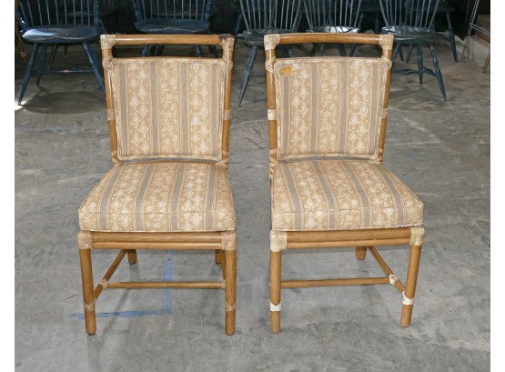 Pair Of Vintage McGuire Target Back Rattan Side Chairs