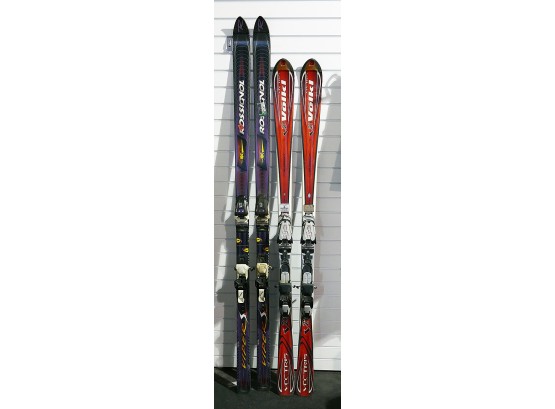 2 Pairs Of Downhill Skis - Volkl Vectris V21 & Rossignol Viper SL - Marker Bindings