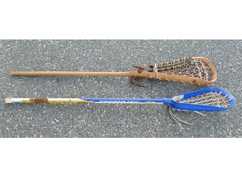Pair Of Vintage Lacrosse Sticks - Wooden STX & Metal And Plastic Brine