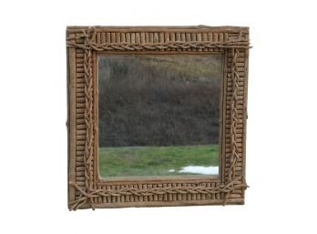 Excellent Rustic Mirror - Frame Made Of Woven And Cut Tree Branches